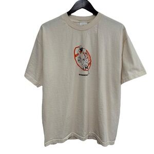 Vintage 90s‎ Riddell Men's Football Graphic T Shirt Beige USA Made Size XL 23x30